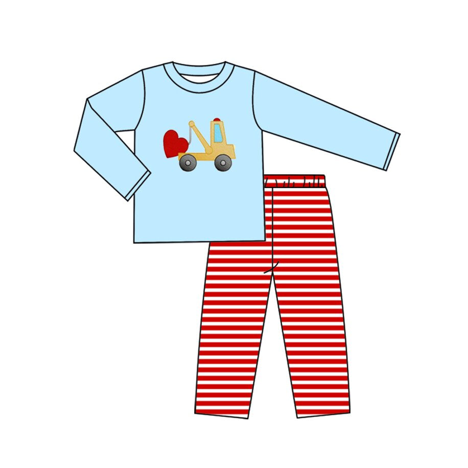 Valentines heart boys long sleeve outfit preorder