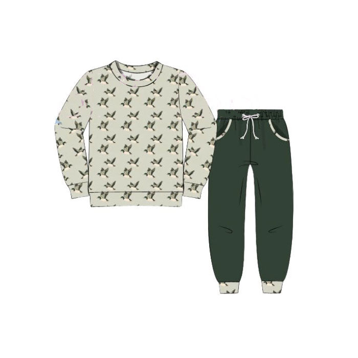 Mallard duck shirt matching pants baby boy long sleeve outfit preorder