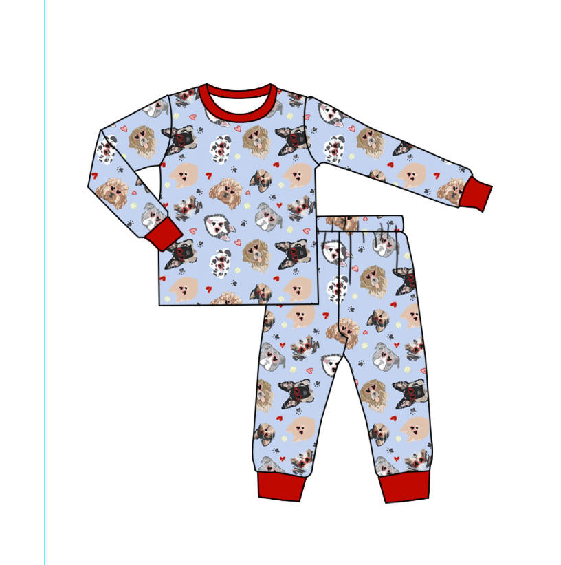 Valentines day dog design boy long sleeve outfit preorder