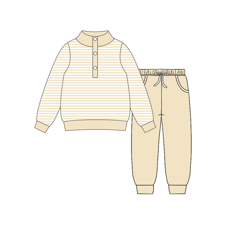 Khaki stripes top matching pants baby boy outfit preorder