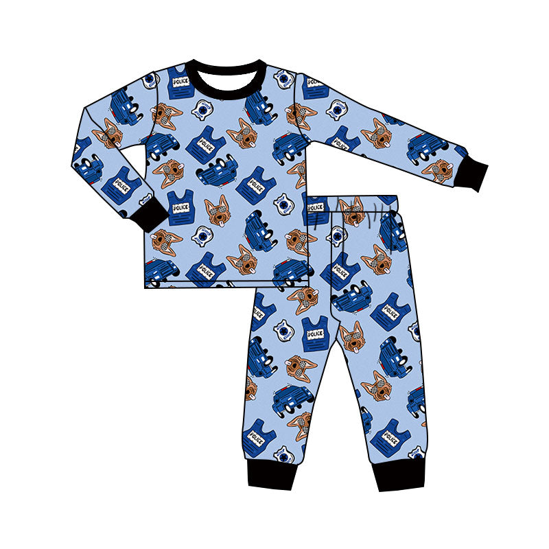 Boys police car dog top matching pants outfit preorder