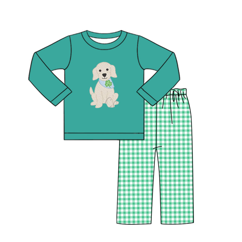 Boy Saint Patrick's Day dog top matching pants outfit preorder