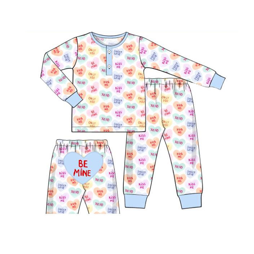 Valentines heart design kids boys long sleeve outfit preorder