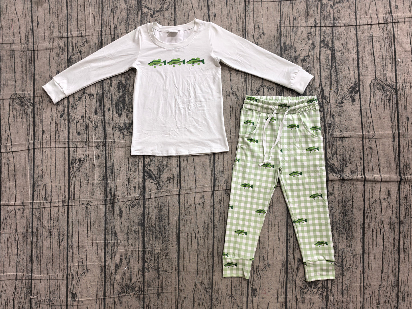 Fish long sleeve top matching pants boy outfit preorder