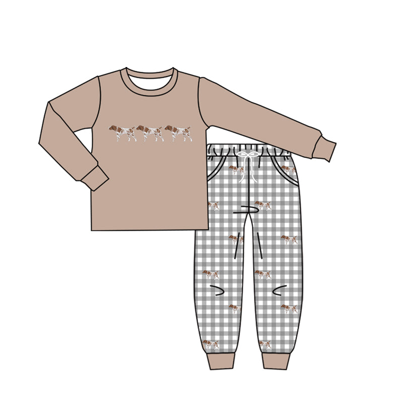 Dog long sleeve green top matching pants boy outfit preorder