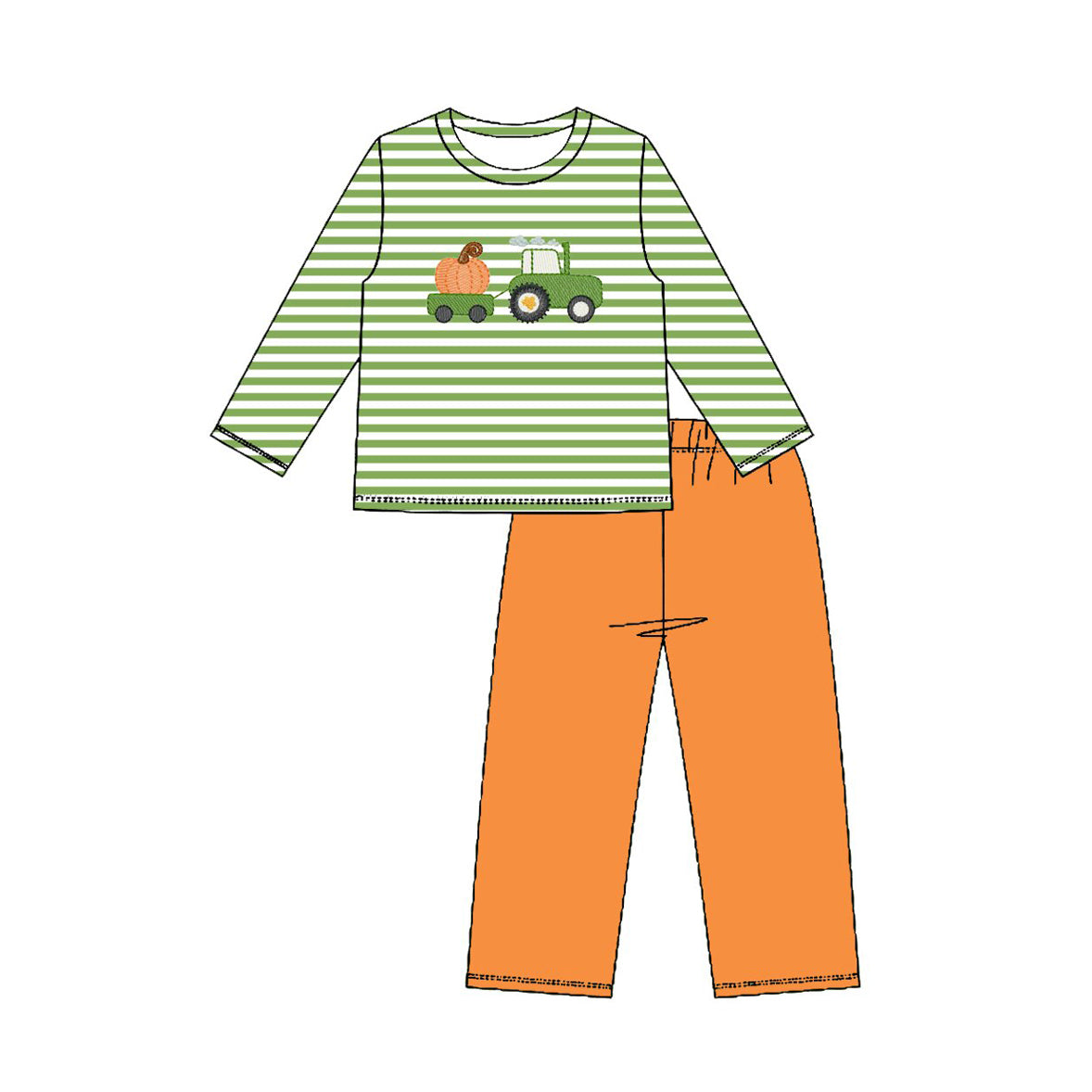 Pumpkin truck print boys long sleeve outfit preorder
