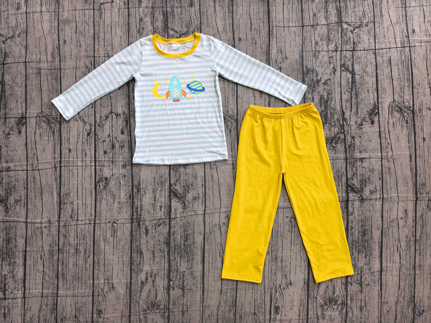 Boy long sleeve embroidery top matching pants boy spring fall outfit preorder