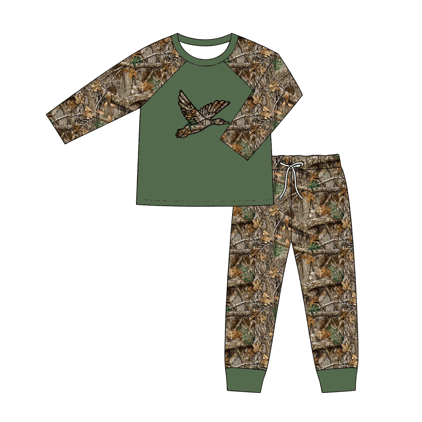 Boy long sleeve duck camo top matching pants boy spring fall outfit preorder
