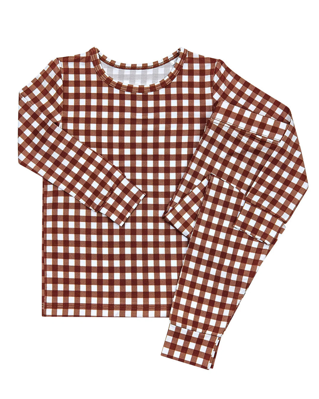 Plaid print long sleeve top matching pants boy outfit preorder