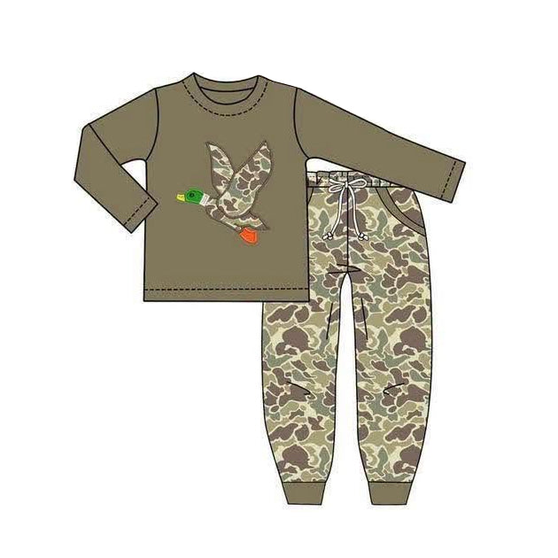 Camo duck print long sleeve top matching pants boy outfit preorder