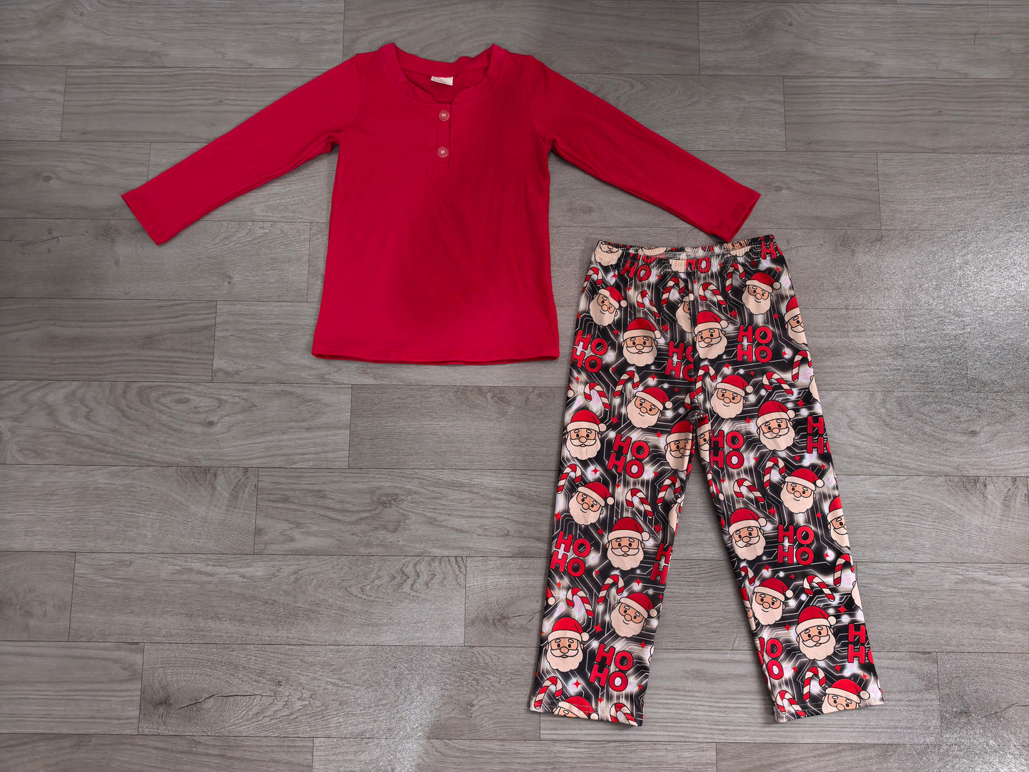 Red long sleeve top matching christmas hoho pants girls wholesale factory price outfit preorder