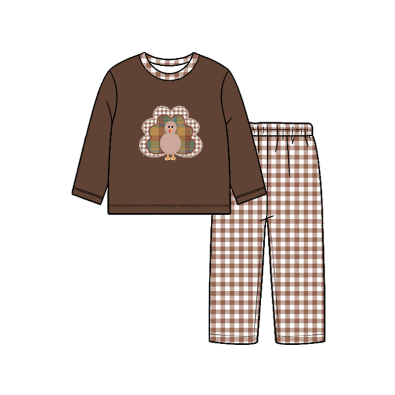 Long sleeve thanksgiving turkey top matching pants boy wholesale factory price outfit preorder