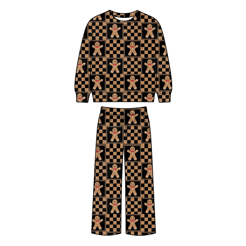 Long sleeve Christmas gingerbread top matching pants wholesale factory price outfit preorder