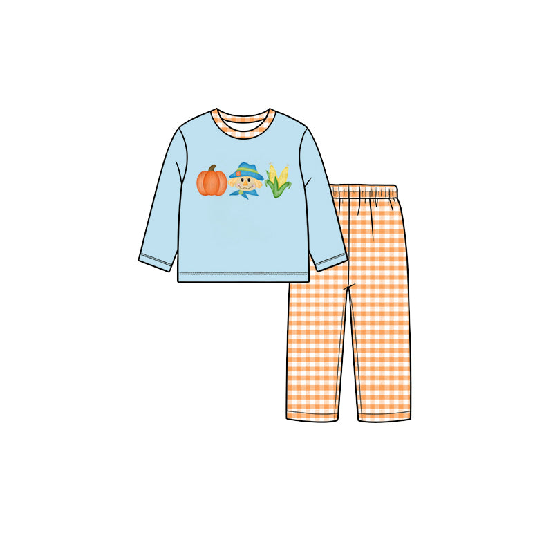 Long sleeve fall pumpkins top matching pants boy wholesale factory price outfit preorder