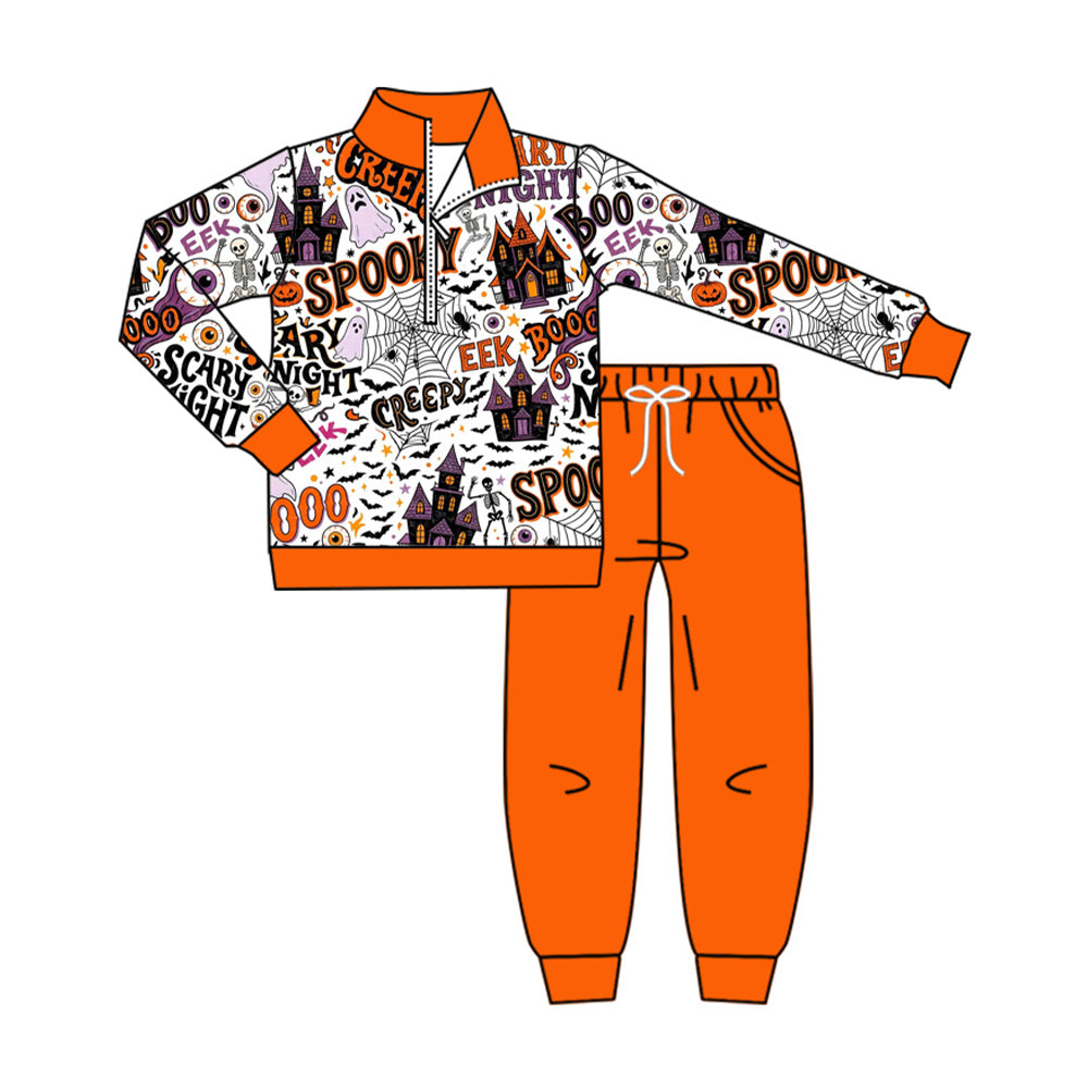 Long sleeve halloween spooky top matching pants boys wholesale factory price outfit preorder