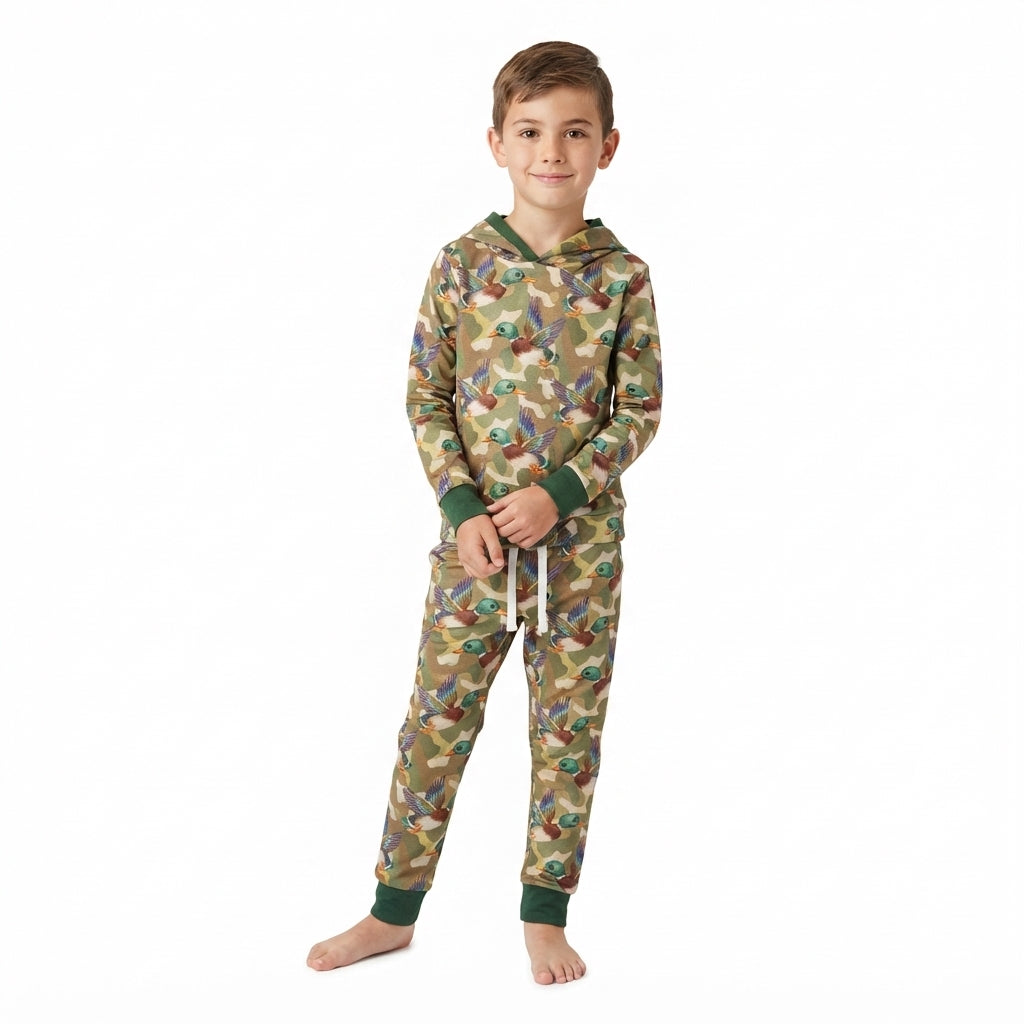 Duck print boys long sleeve hoodie set outfit
