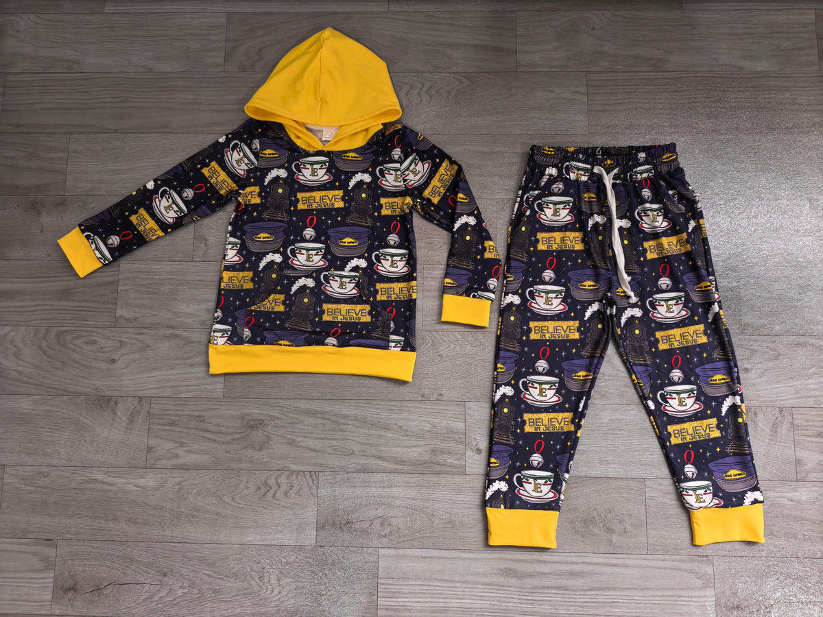 Believe in jesus print boys long sleeve outfit preorder