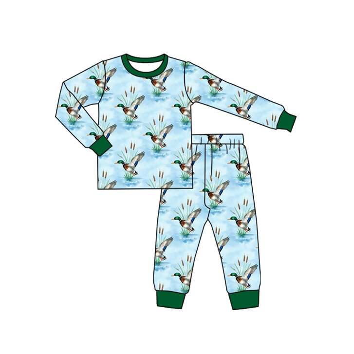 Long sleeve mallard duck top matching pants fall winter boys outfit preorder