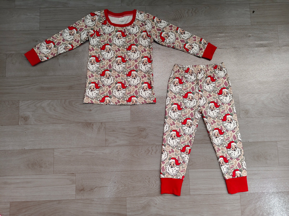 Long sleeve Christmas santa claus top matching pants girls pajama set preorder