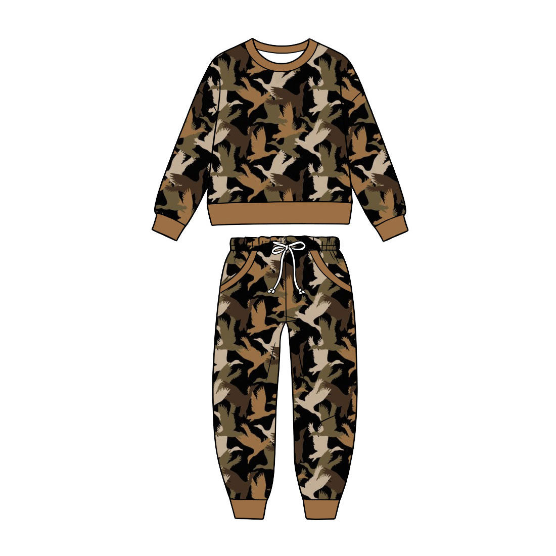 Duck print boys long sleeve set outfit preorder