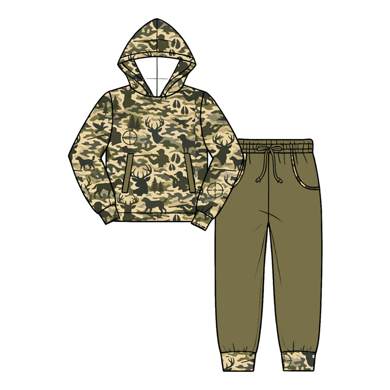 Deer camo print boy long sleeve set outfit preorder