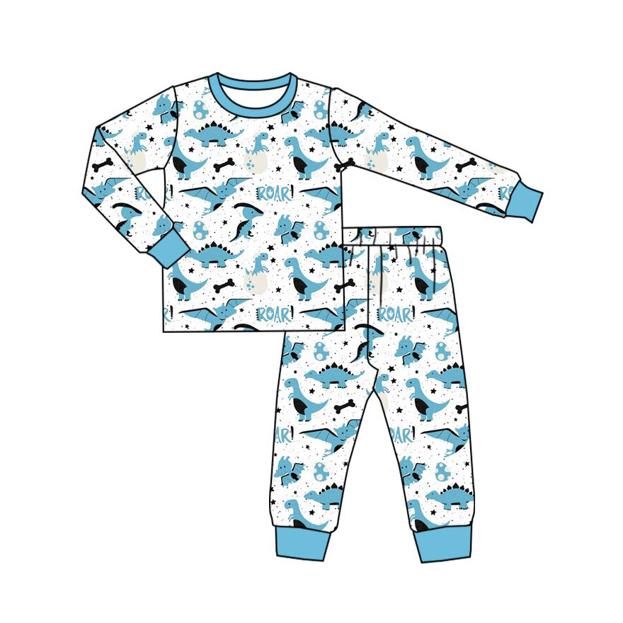 Easter dinosaur egg print boys long sleeve top pants set outfit preorder