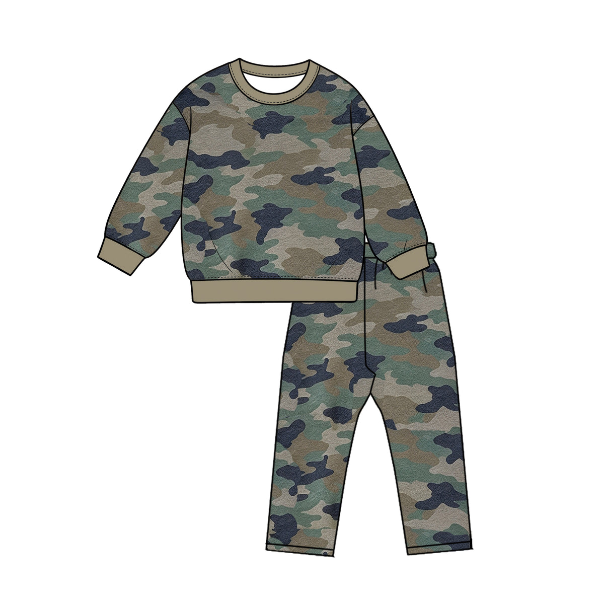Long sleeve dark blue camo top matching leggings boys outfit preorder