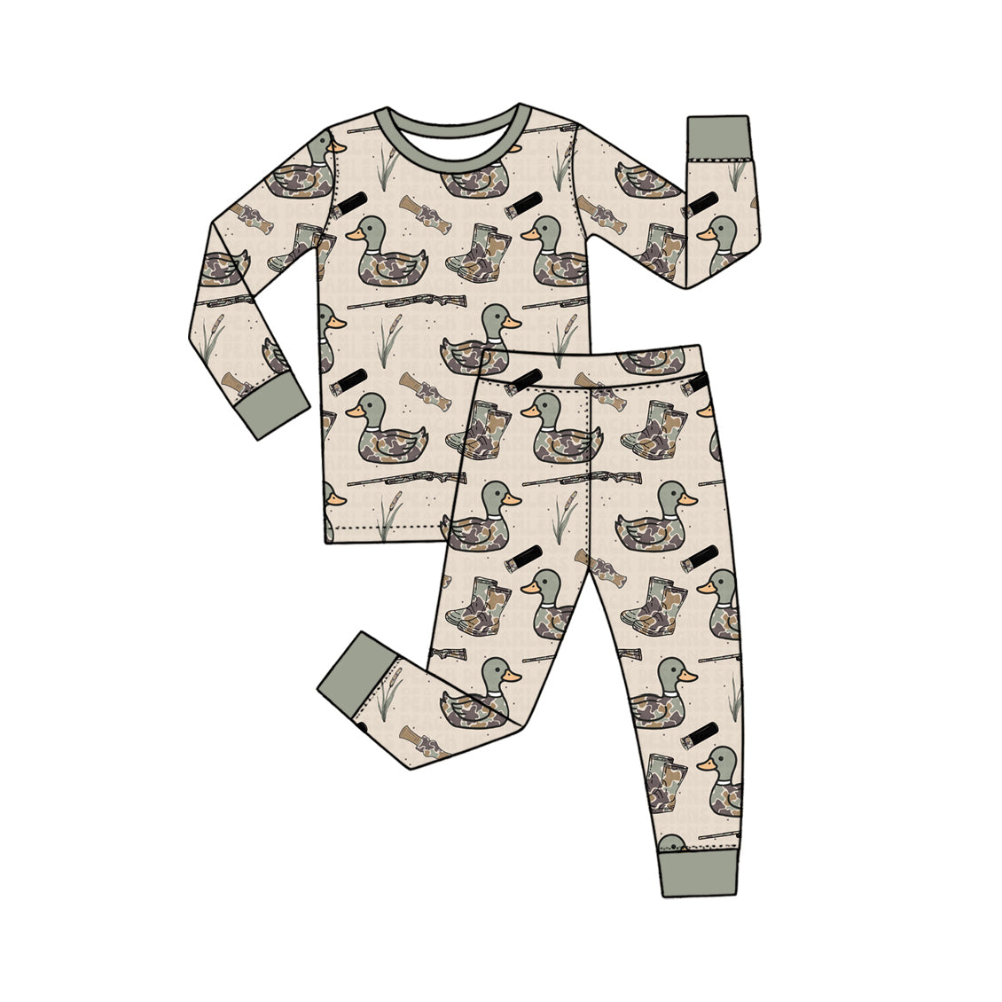 Camo duck print boy long sleeve outfit preorder