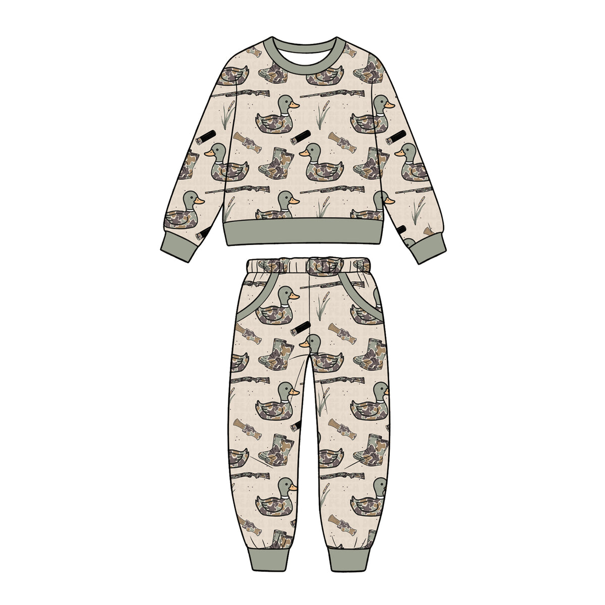 Camo duck print boy long sleeve outfit preorder