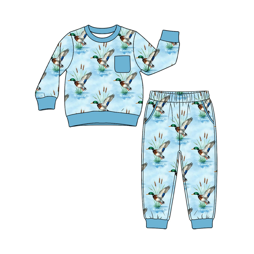 Duck print boy long sleeve top pants outfit preorder