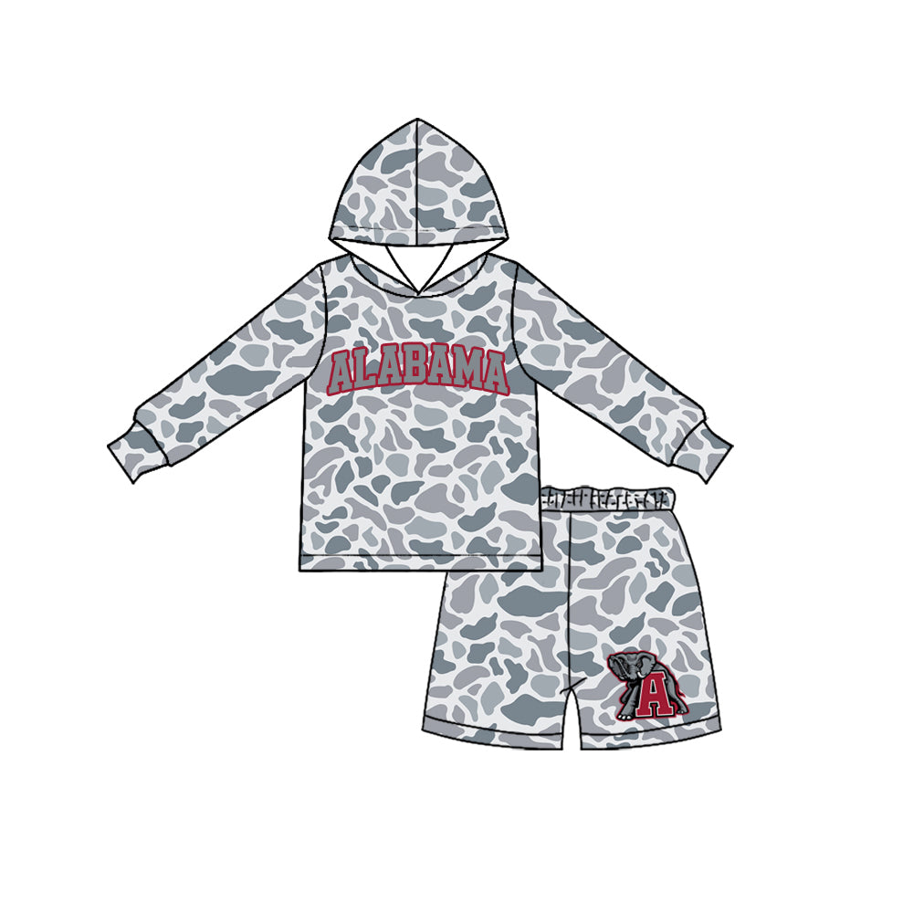 Boys long sleeve alabama camo hoodie top matching shorts outfit preorder