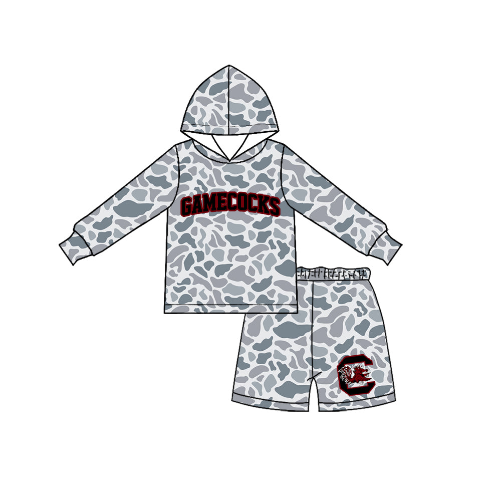 Boys long sleeve gamecocks camo hoodie top matching shorts outfit preorder