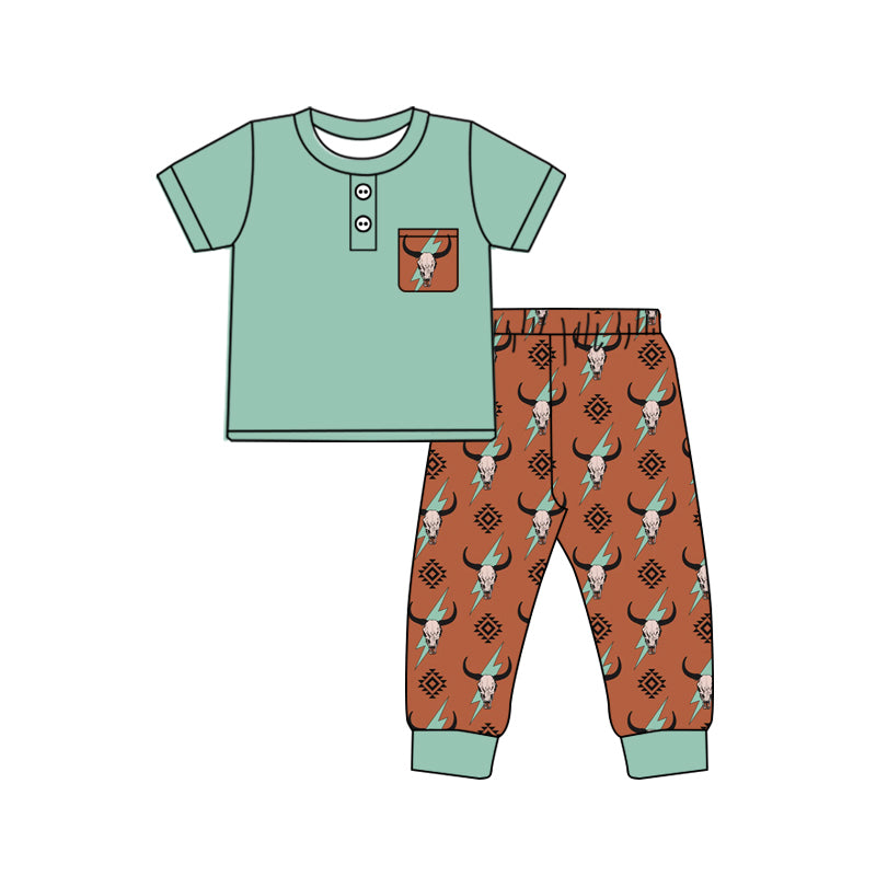 Western cowboy aztec short sleeve boy short sleeve clothes preorder