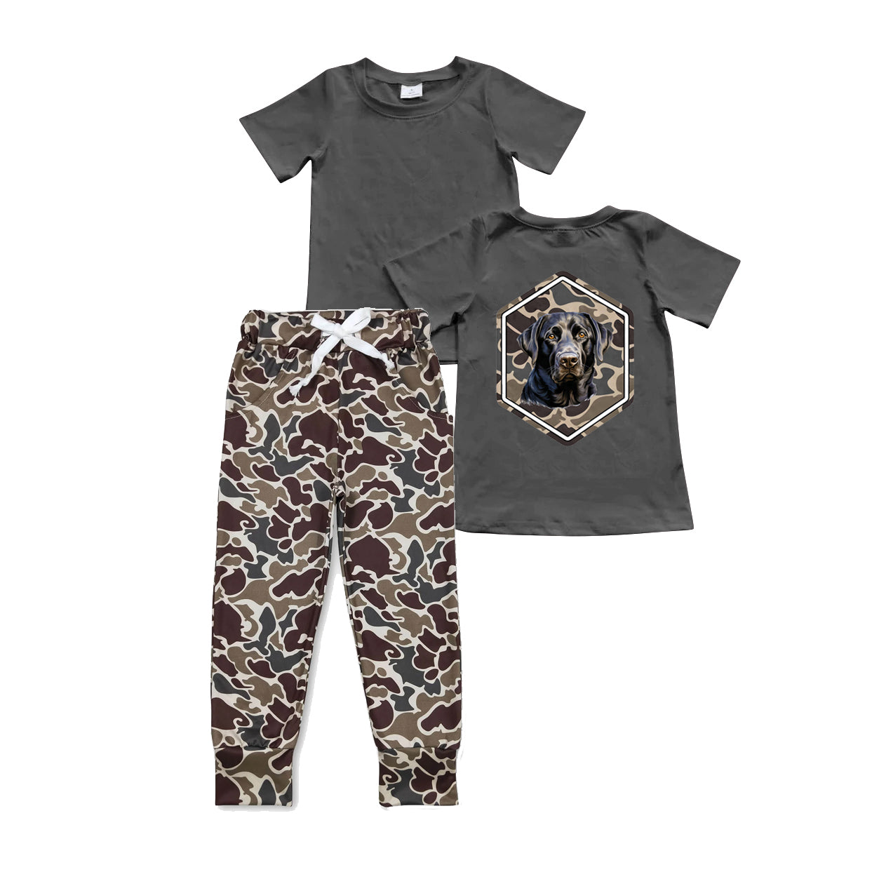 Hunting dog camo leggings boy outfit preorder