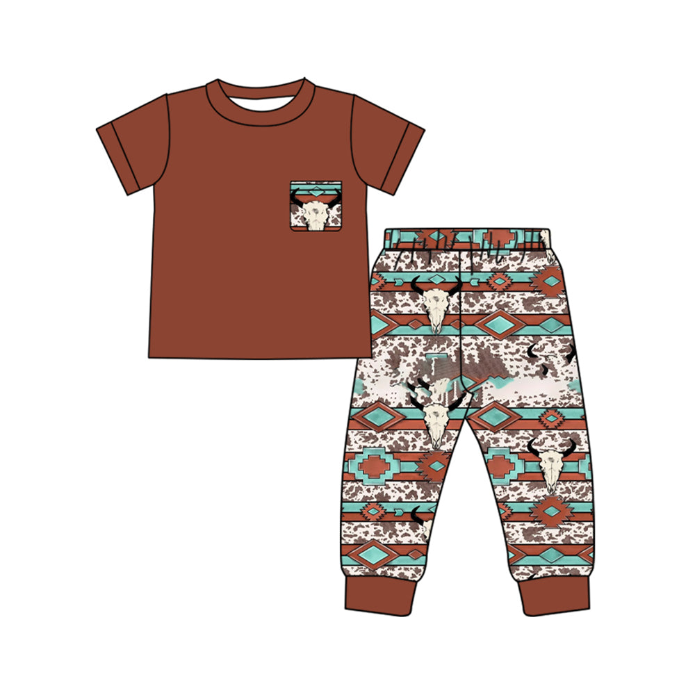 Western cow top matching leggings design boy outfit preorder