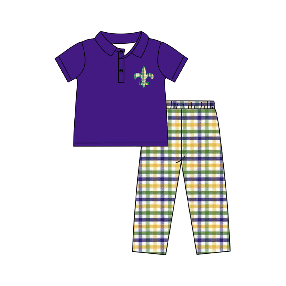 Mardi Gras boys short sleeve holiday outfit preorder