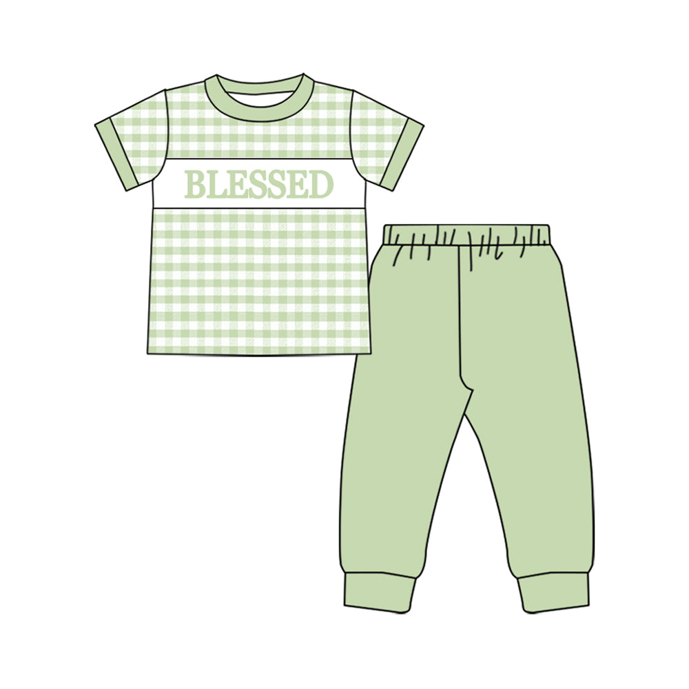Blessed shirt matching pants boys short sleeve outfit preorder