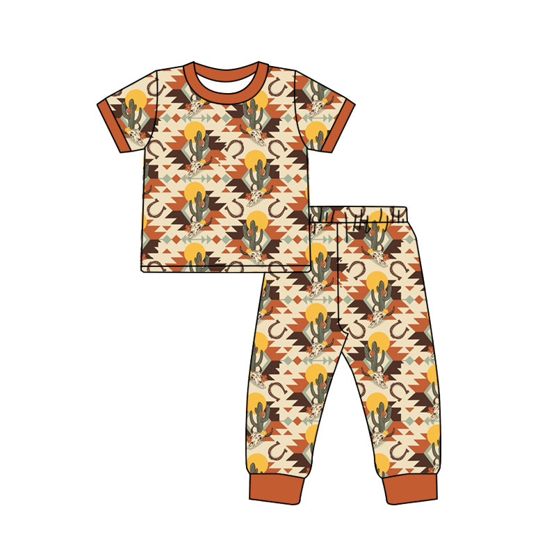 Western cactus design kids short sleeve outfit preorder
