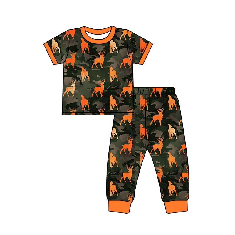 Deer camo short sleeve top matching pants boy outfit preorder
