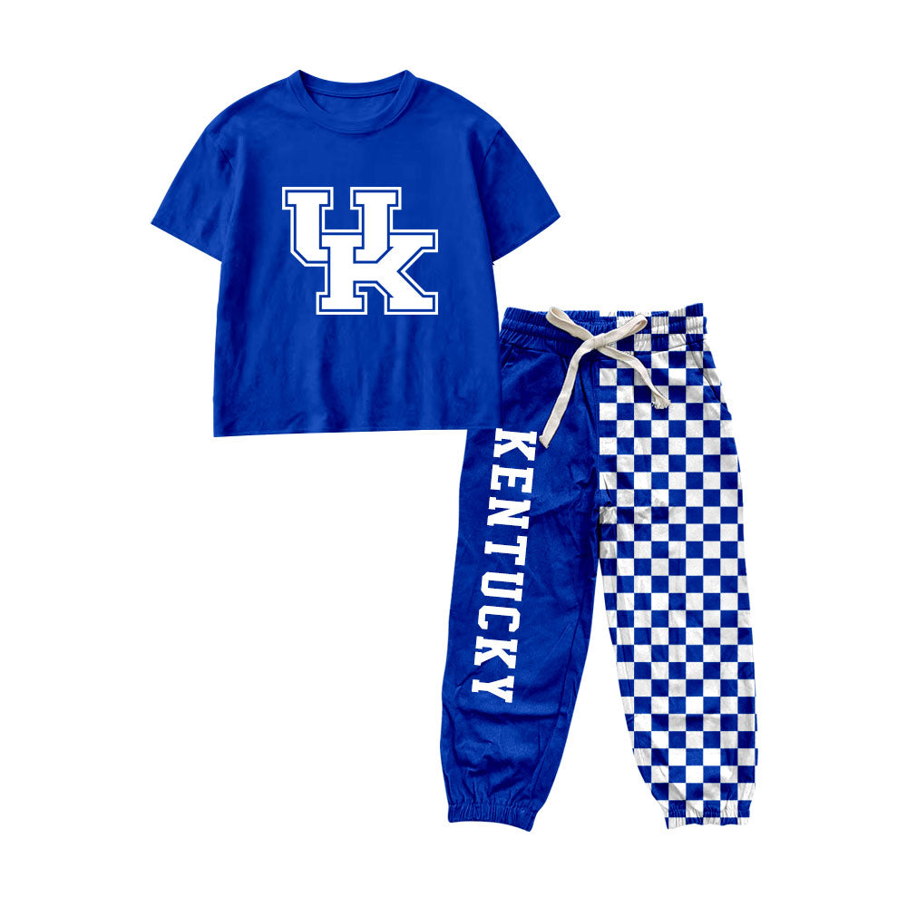 Kentucky print short sleeve top matching pants boy outfit preorder