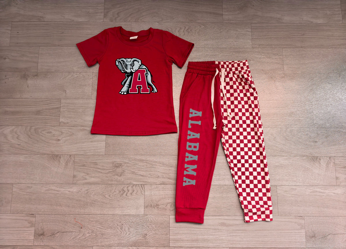 Alabama print short sleeve top matching pants boy outfit preorder