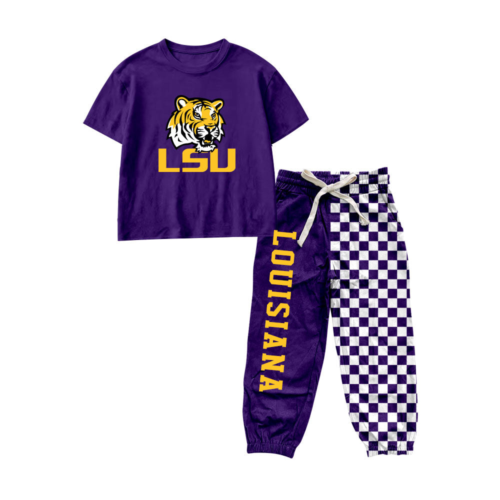 Louisana print short sleeve top matching pants boy outfit preorder