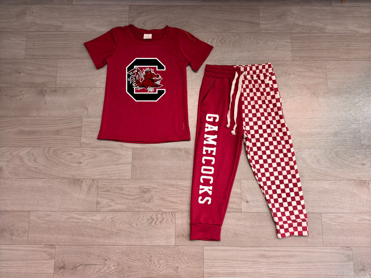 Gamecocks print short sleeve top matching pants boy outfit preorder
