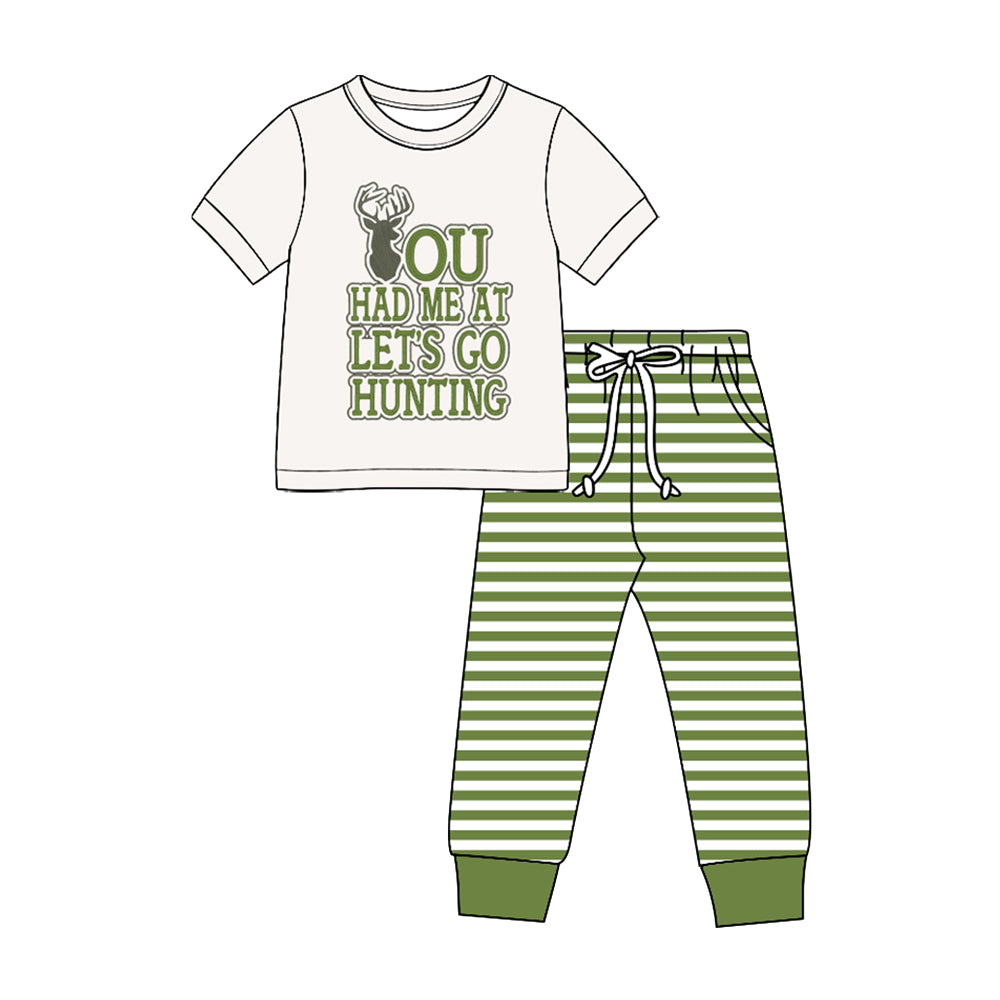 Short sleeve hunting season deer top matching pants boy clothes preorder