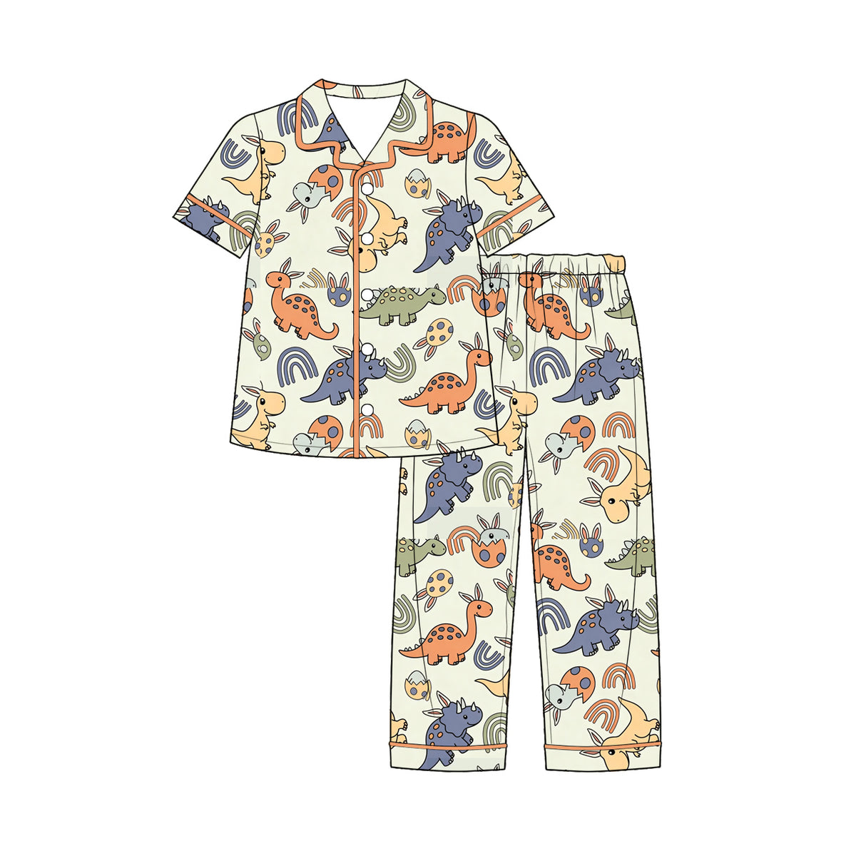 Easter dinosaur egg short sleeve top matching pants boys pajama set preorder