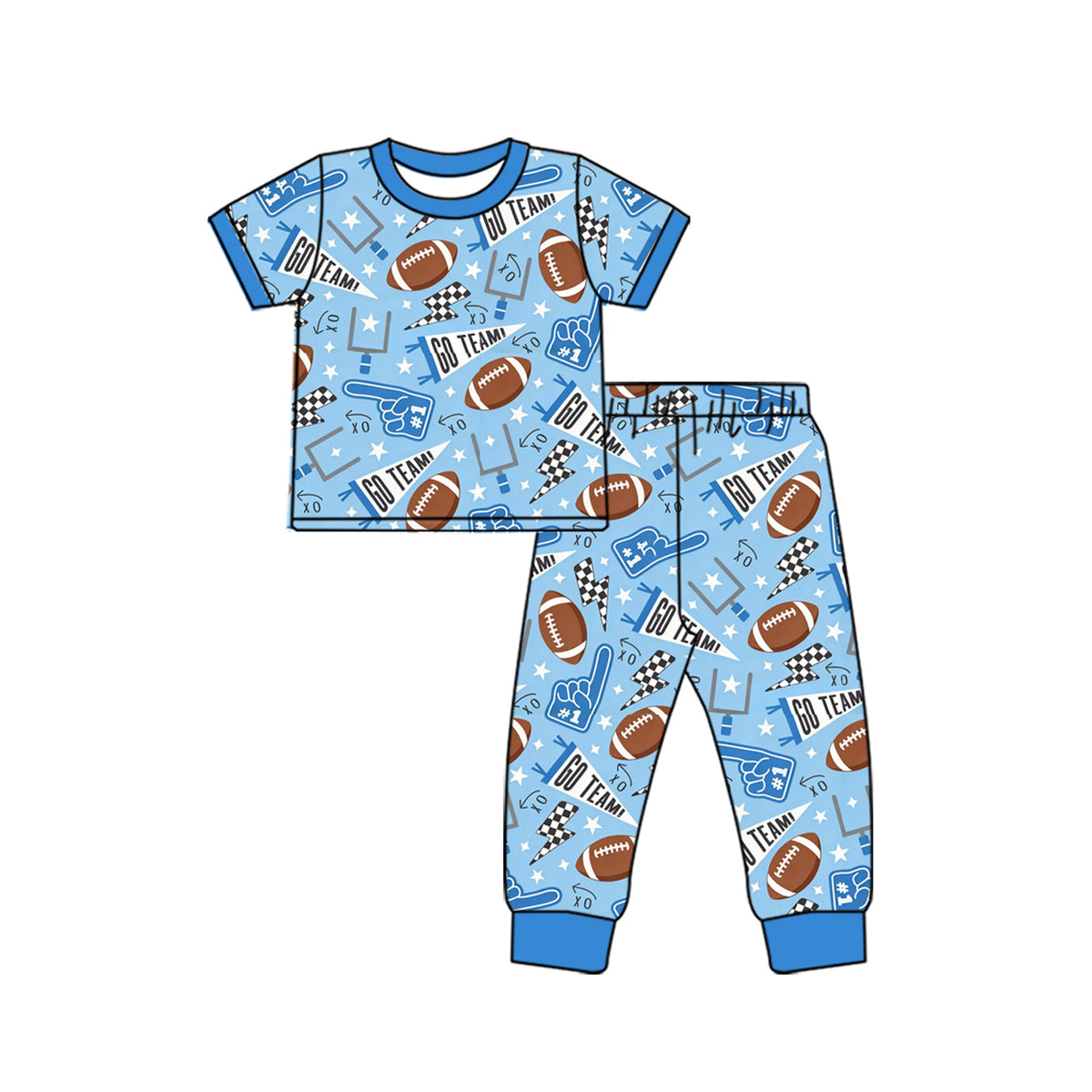 Football print boy short sleeve set outfit preorder