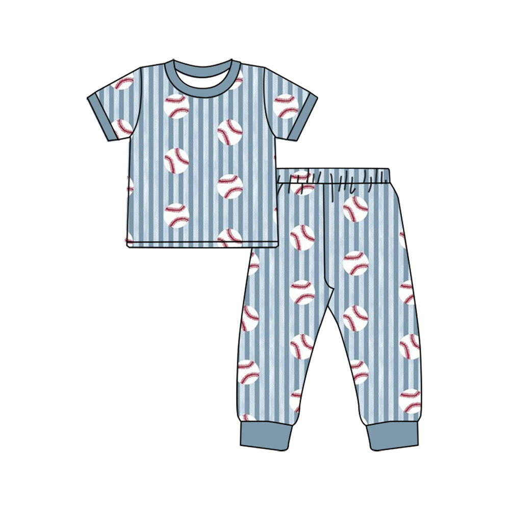 Baseball print boys short sleeve top pants set outfit preorder