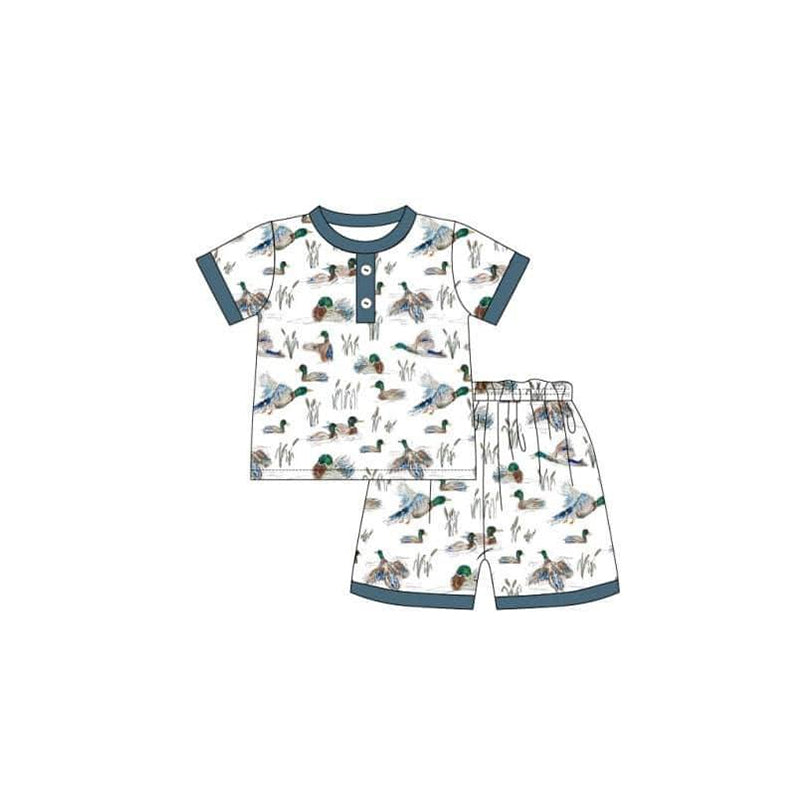 baby boy short sleeve mallard duck outfit preorder