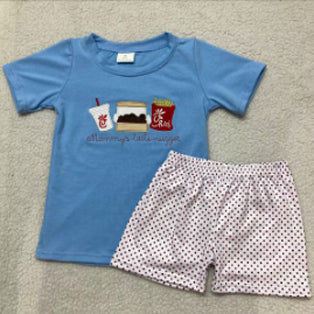 Toddle baby boy fries print blue outfit