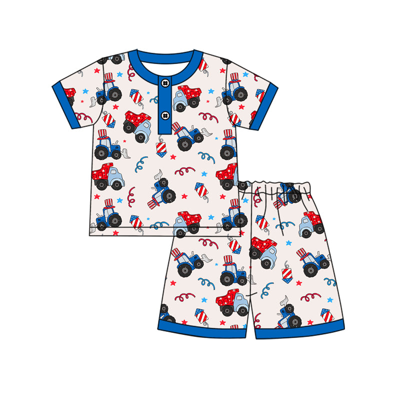Toddle boy July 4th construction summer pajama set preorder